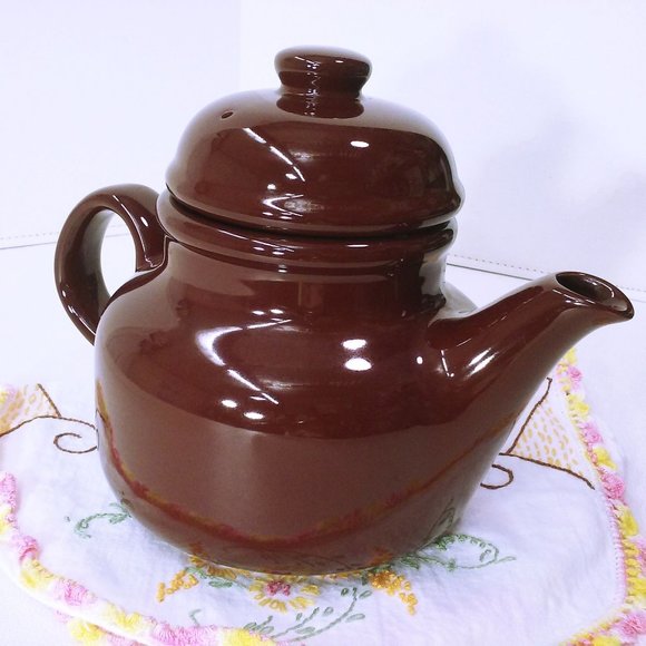 Vintage 1983 Rondo Gailstyn Japan Collectible Teapot Round 'Brown Betty' 6-cup - Picture 4 of 10